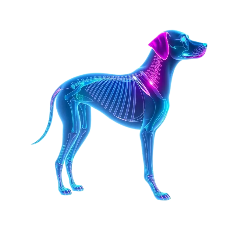 Hologram skelet van een hond